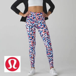 Lululemon Wunder Under Capoeira Multi Color Leggings High Waisted Size 4
